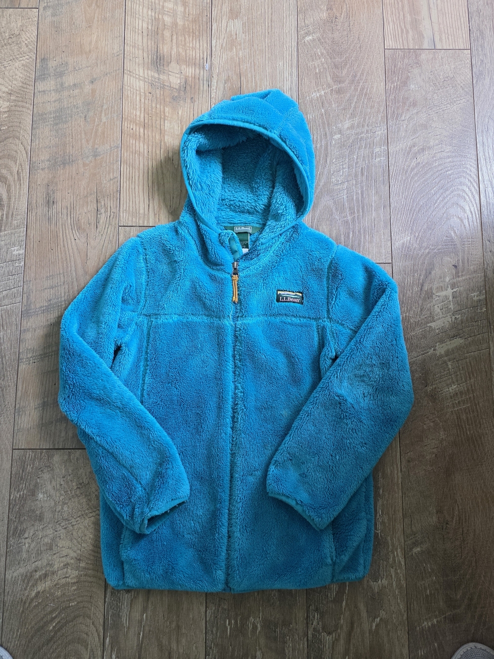 L.L. Bean Kids Teal Blue Hooded Fleece Jacket